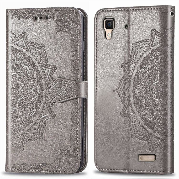 For OPPO R7 Embossed Mandala Pattern PC + TPU Horizontal Flip Leather Case with Holder & Card Slots