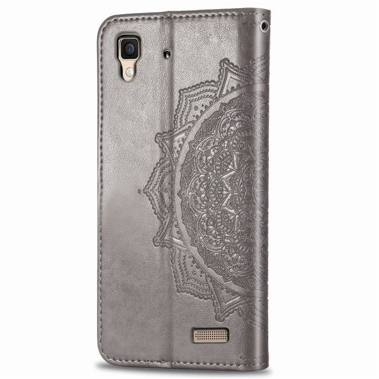 For OPPO R7 Embossed Mandala Pattern PC + TPU Horizontal Flip Leather Case with Holder & Card Slots