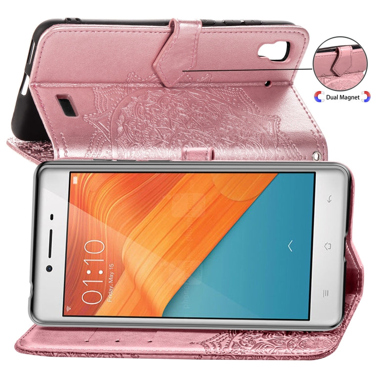 For OPPO R7 Embossed Mandala Pattern PC + TPU Horizontal Flip Leather Case with Holder & Card Slots