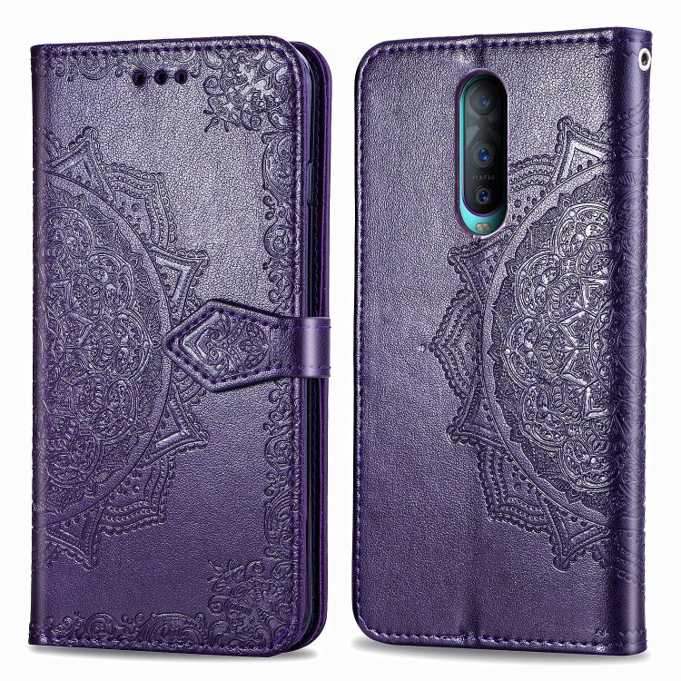 For OPPO R17 Pro Embossed Mandala Pattern PC + TPU Horizontal Flip Leather Case with Holder & Card Slots