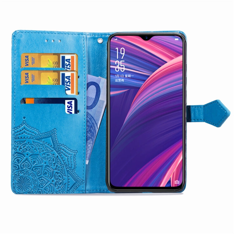 For OPPO R17 Pro Embossed Mandala Pattern PC + TPU Horizontal Flip Leather Case with Holder & Card Slots