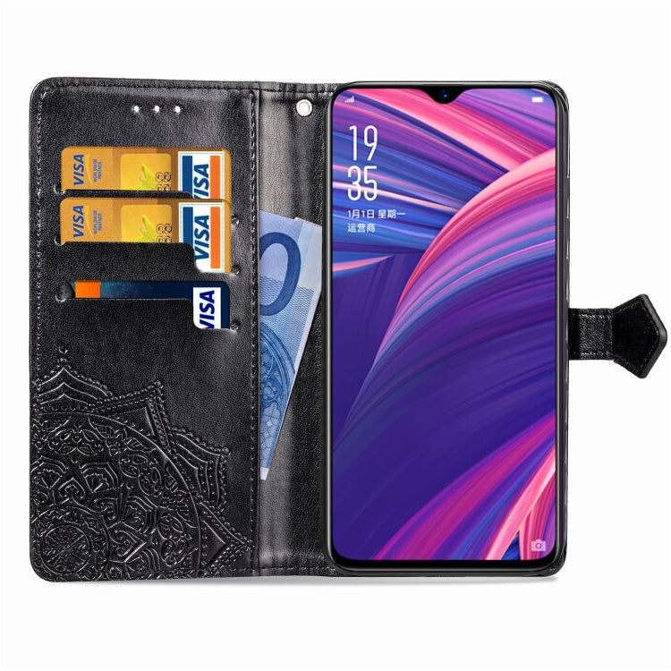 For OPPO R17 Pro Embossed Mandala Pattern PC + TPU Horizontal Flip Leather Case with Holder & Card Slots