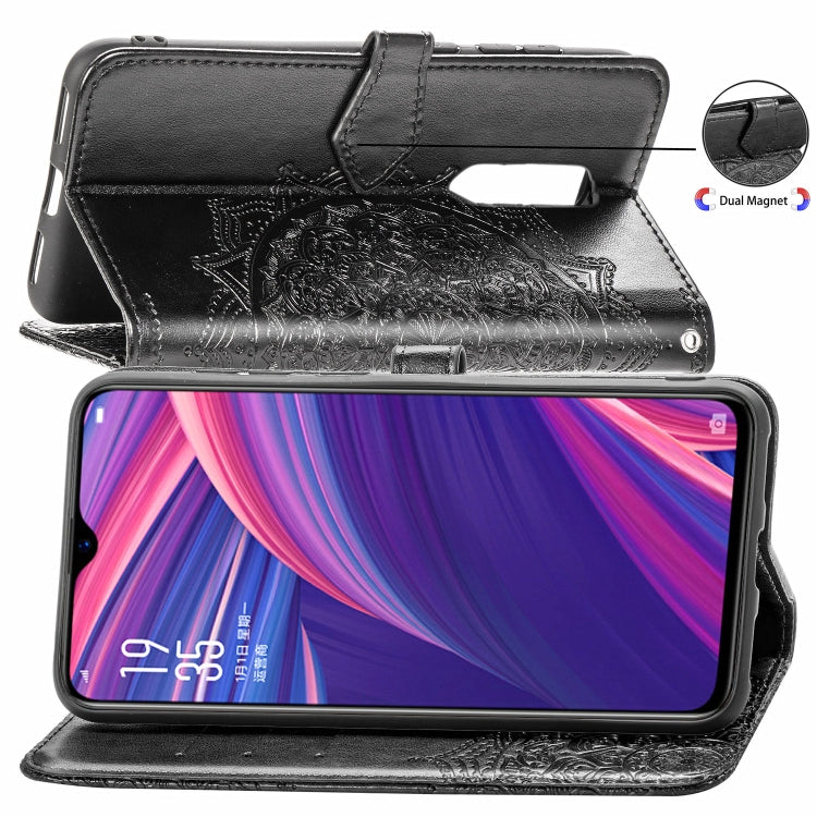 For OPPO R17 Pro Embossed Mandala Pattern PC + TPU Horizontal Flip Leather Case with Holder & Card Slots