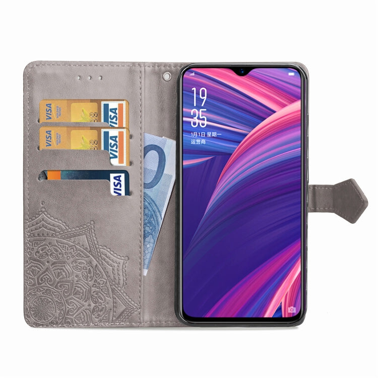 For OPPO R17 Pro Embossed Mandala Pattern PC + TPU Horizontal Flip Leather Case with Holder & Card Slots