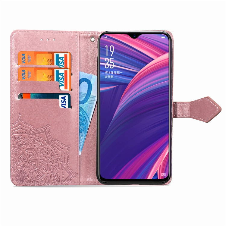 For OPPO R17 Pro Embossed Mandala Pattern PC + TPU Horizontal Flip Leather Case with Holder & Card Slots