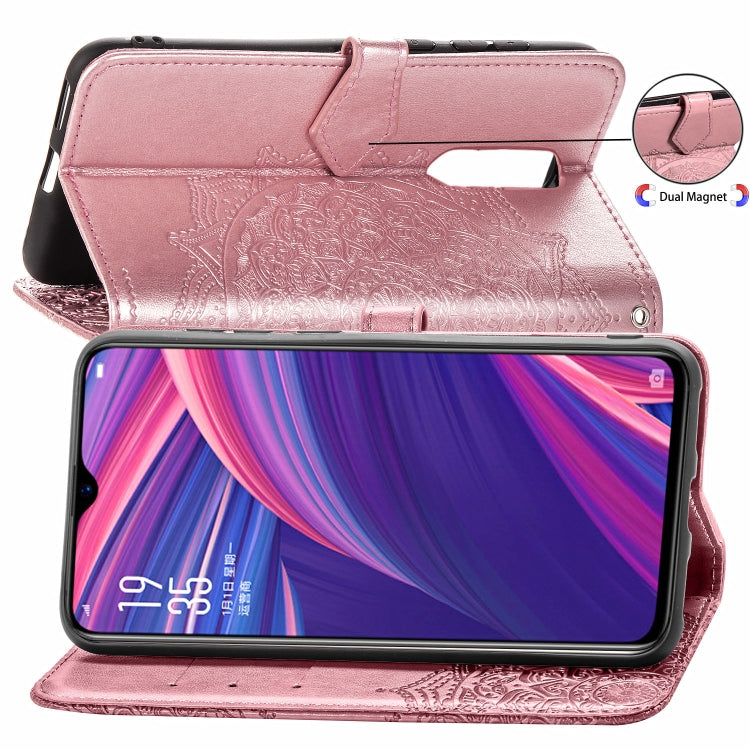 For OPPO R17 Pro Embossed Mandala Pattern PC + TPU Horizontal Flip Leather Case with Holder & Card Slots