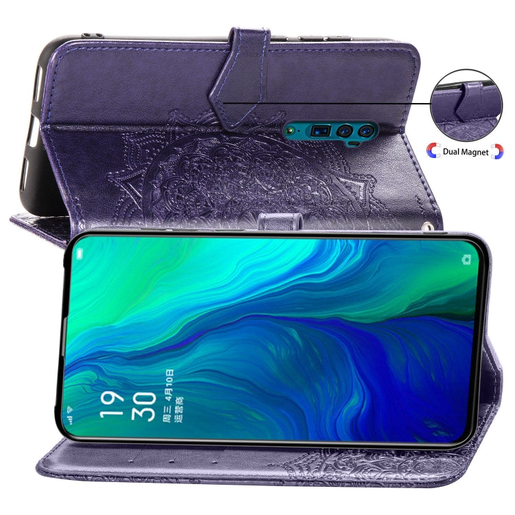 For OPPO Reno 10X Zoom Embossed Mandala Pattern PC + TPU Horizontal Flip Leather Case with Holder & Card Slots