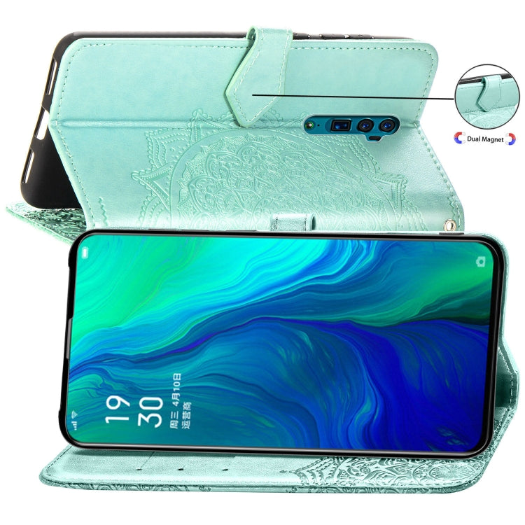 For OPPO Reno 10X Zoom Embossed Mandala Pattern PC + TPU Horizontal Flip Leather Case with Holder & Card Slots