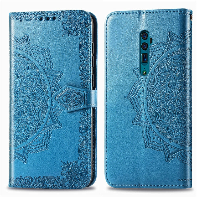 For OPPO Reno 10X Zoom Embossed Mandala Pattern PC + TPU Horizontal Flip Leather Case with Holder & Card Slots