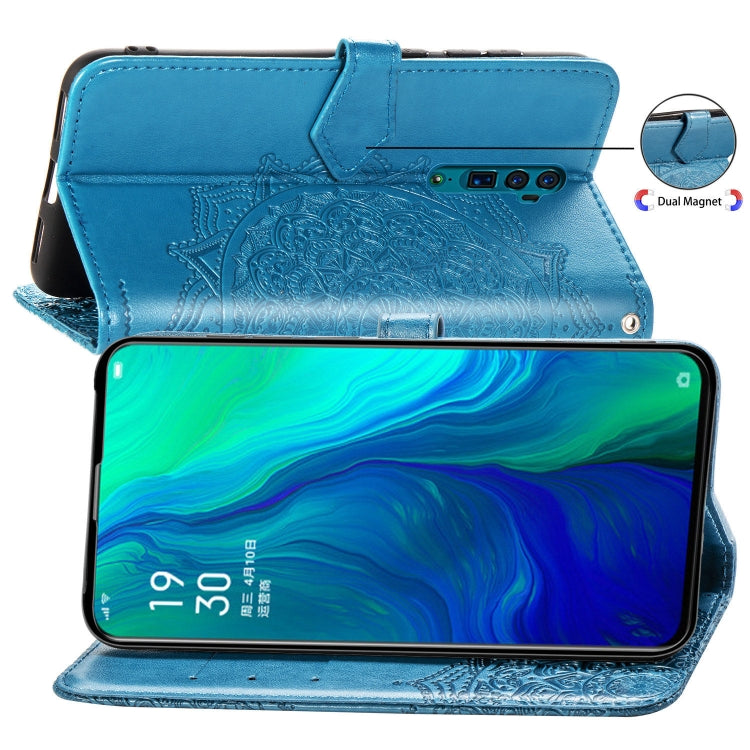 For OPPO Reno 10X Zoom Embossed Mandala Pattern PC + TPU Horizontal Flip Leather Case with Holder & Card Slots