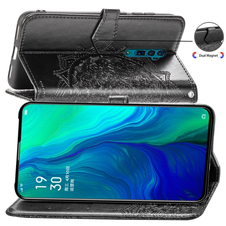 For OPPO Reno 10X Zoom Embossed Mandala Pattern PC + TPU Horizontal Flip Leather Case with Holder & Card Slots