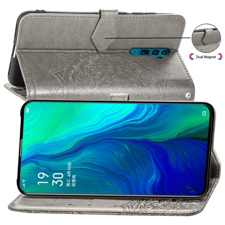 For OPPO Reno 10X Zoom Embossed Mandala Pattern PC + TPU Horizontal Flip Leather Case with Holder & Card Slots