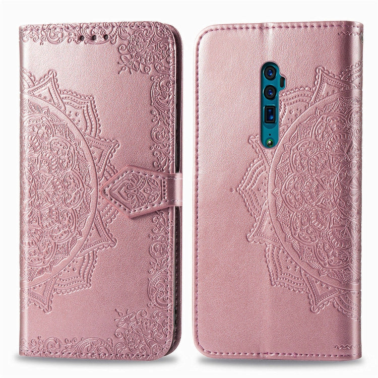 For OPPO Reno 10X Zoom Embossed Mandala Pattern PC + TPU Horizontal Flip Leather Case with Holder & Card Slots