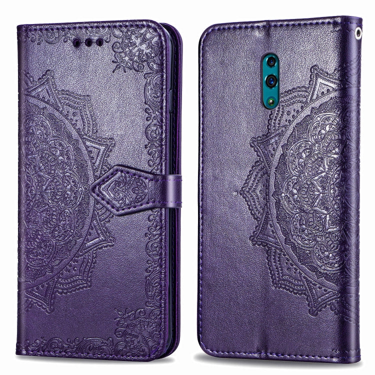 For OPPO Reno Embossed Mandala Pattern PC + TPU Horizontal Flip Leather Case with Holder & Card Slots