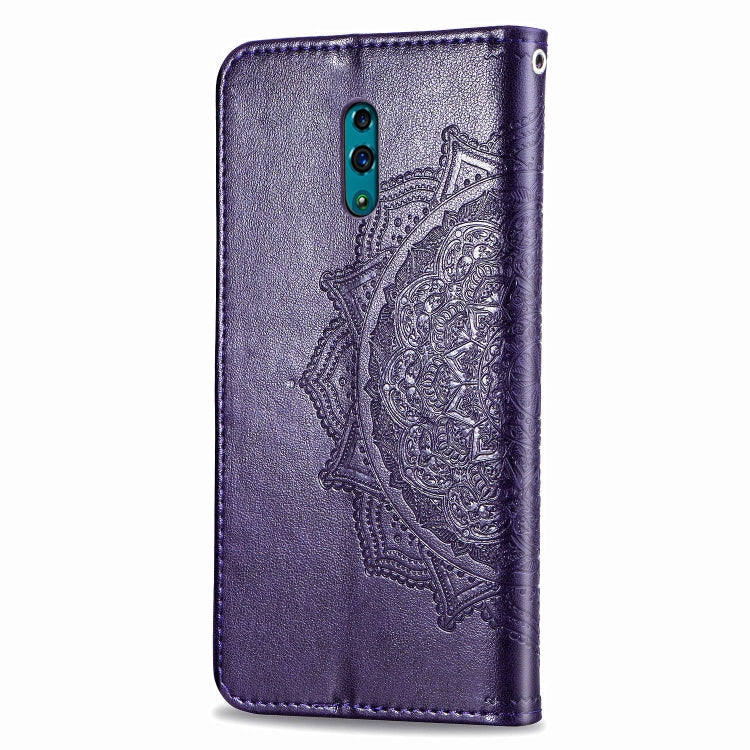 For OPPO Reno Embossed Mandala Pattern PC + TPU Horizontal Flip Leather Case with Holder & Card Slots