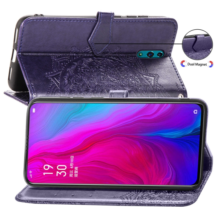 For OPPO Reno Embossed Mandala Pattern PC + TPU Horizontal Flip Leather Case with Holder & Card Slots