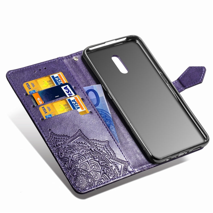 For OPPO Reno Embossed Mandala Pattern PC + TPU Horizontal Flip Leather Case with Holder & Card Slots