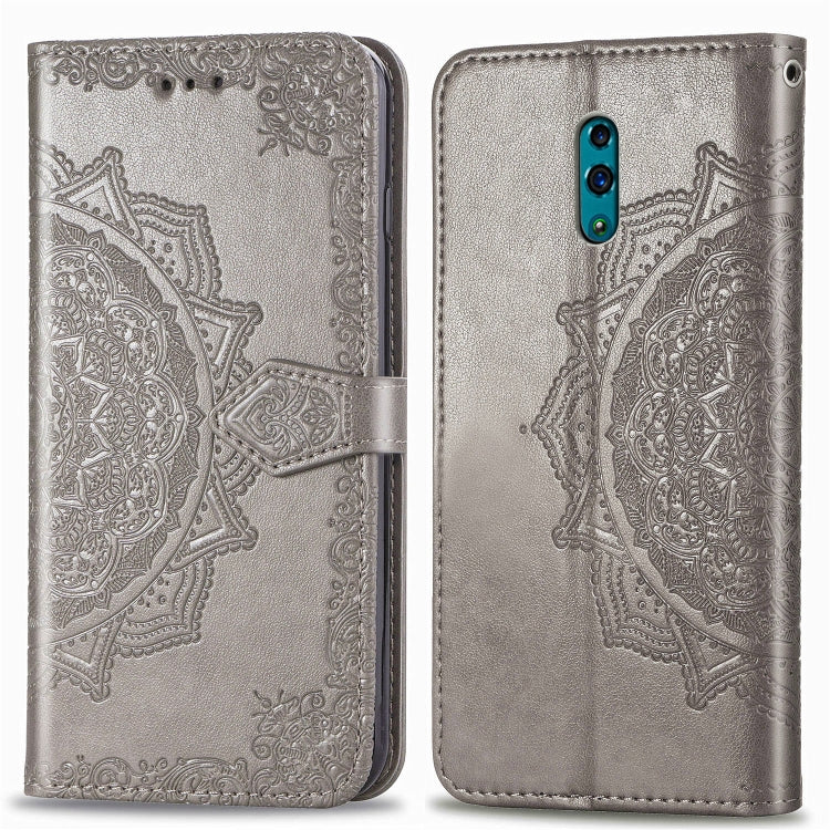 For OPPO Reno Embossed Mandala Pattern PC + TPU Horizontal Flip Leather Case with Holder & Card Slots