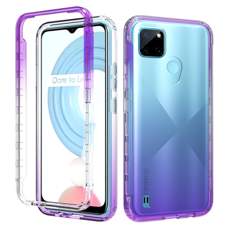 For OPPO Realme C21Y Shockproof High Transparency Two-color Gradual Change PC+TPU Candy Colors Phone Protective Case