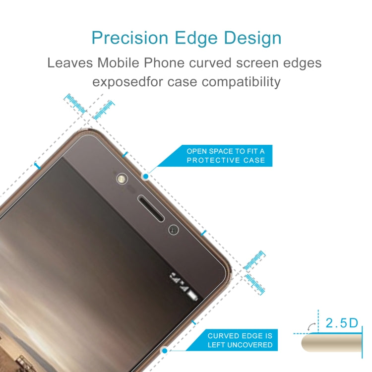 50 PCS 0.26mm 9H 2.5D Tempered Glass Film For Elephone P8 2017