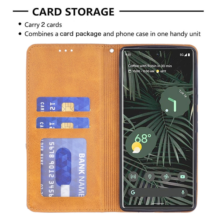 For Google Pixel 6 Pro Prismatic Invisible Magnetic Horizontal Flip Phone Leather Case with Holder & Card Slots & Photo Frame