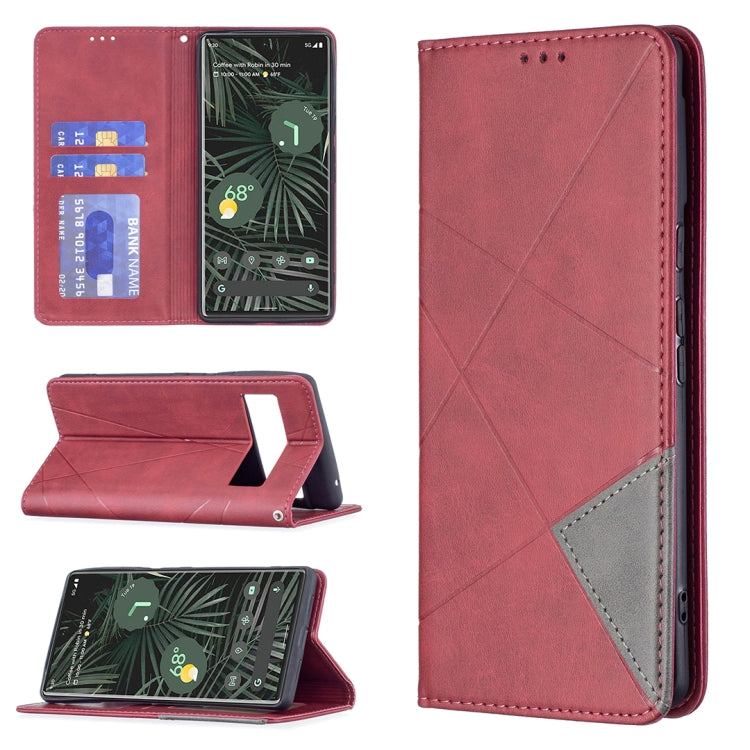 For Google Pixel 6 Pro Prismatic Invisible Magnetic Horizontal Flip Phone Leather Case with Holder & Card Slots & Photo Frame