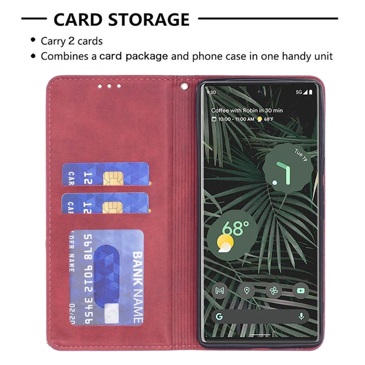 For Google Pixel 6 Pro Prismatic Invisible Magnetic Horizontal Flip Phone Leather Case with Holder & Card Slots & Photo Frame