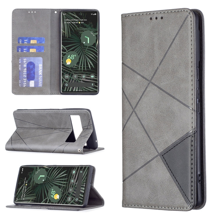 For Google Pixel 6 Pro Prismatic Invisible Magnetic Horizontal Flip Phone Leather Case with Holder & Card Slots & Photo Frame