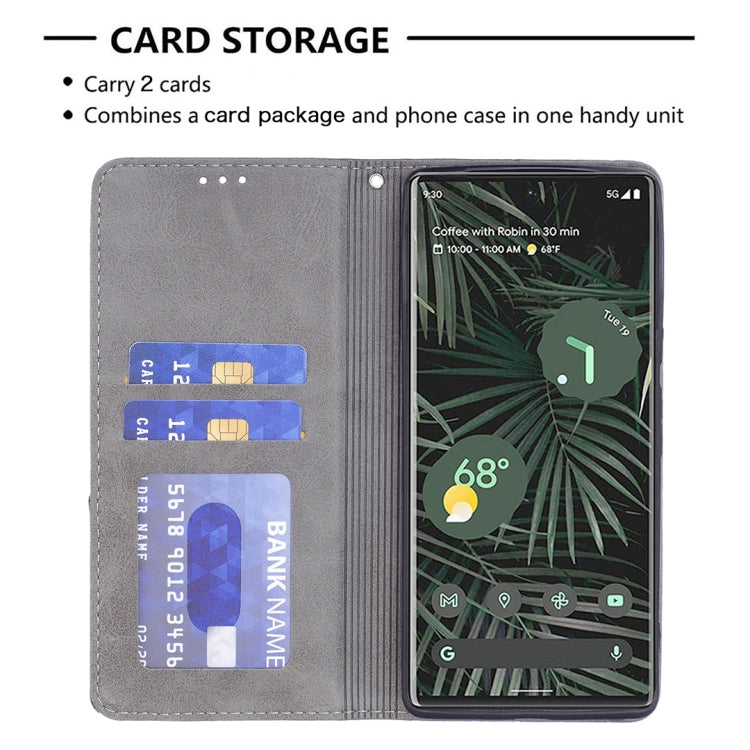 For Google Pixel 6 Pro Prismatic Invisible Magnetic Horizontal Flip Phone Leather Case with Holder & Card Slots & Photo Frame