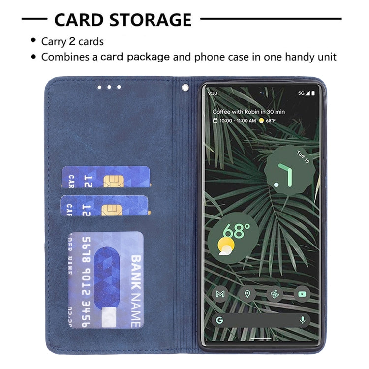 For Google Pixel 6 Pro Prismatic Invisible Magnetic Horizontal Flip Phone Leather Case with Holder & Card Slots & Photo Frame
