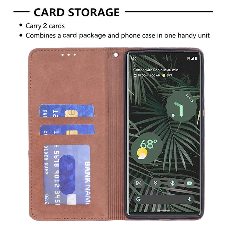 For Google Pixel 6 Pro Prismatic Invisible Magnetic Horizontal Flip Phone Leather Case with Holder & Card Slots & Photo Frame