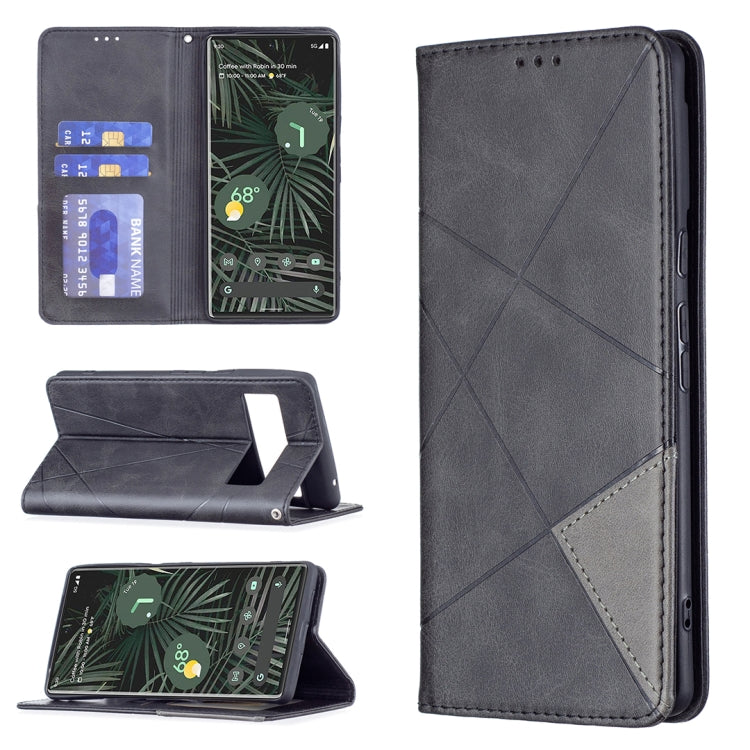 For Google Pixel 6 Pro Prismatic Invisible Magnetic Horizontal Flip Phone Leather Case with Holder & Card Slots & Photo Frame