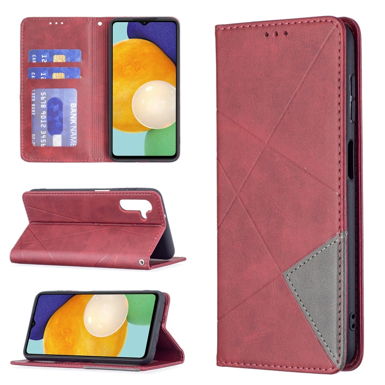 For Samsung Galaxy A13 5G Prismatic Invisible Magnetic Horizontal Flip Phone Leather Case with Holder & Card Slots & Photo Frame