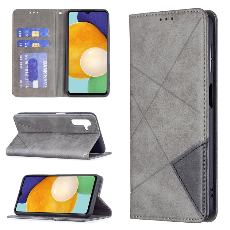 For Samsung Galaxy A13 5G Prismatic Invisible Magnetic Horizontal Flip Phone Leather Case with Holder & Card Slots & Photo Frame