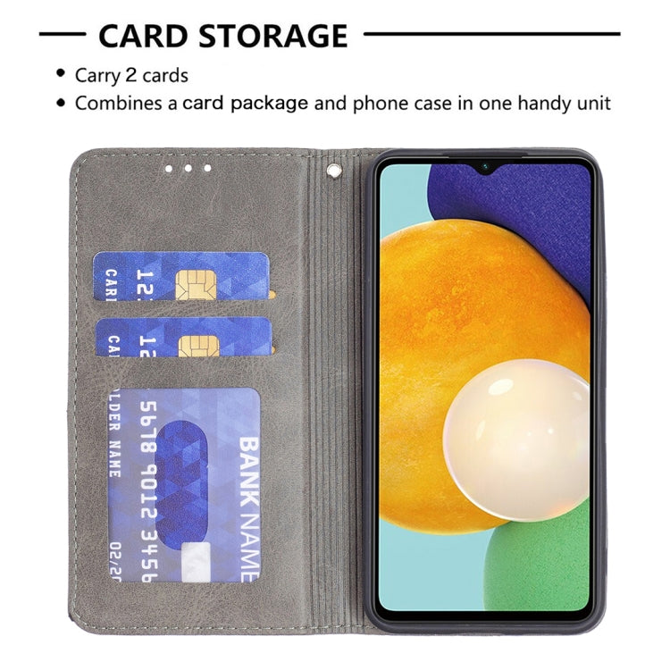 For Samsung Galaxy A13 5G Prismatic Invisible Magnetic Horizontal Flip Phone Leather Case with Holder & Card Slots & Photo Frame