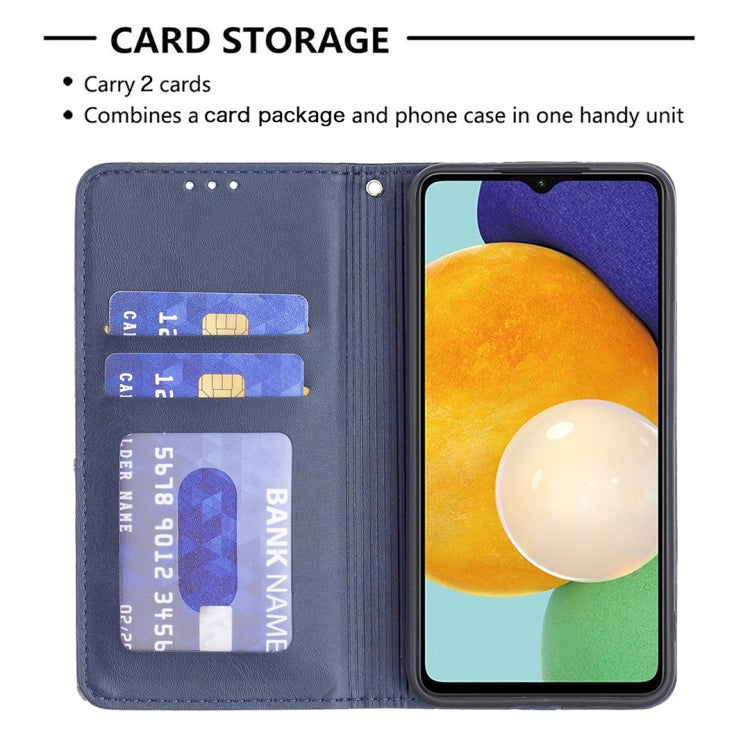 For Samsung Galaxy A13 5G Prismatic Invisible Magnetic Horizontal Flip Phone Leather Case with Holder & Card Slots & Photo Frame