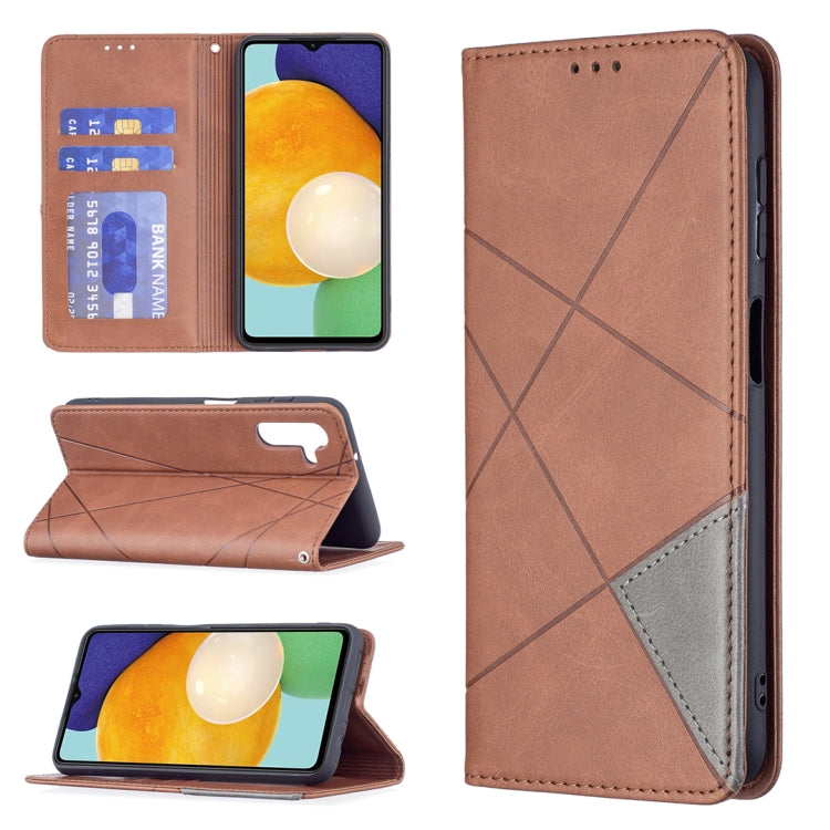 For Samsung Galaxy A13 5G Prismatic Invisible Magnetic Horizontal Flip Phone Leather Case with Holder & Card Slots & Photo Frame