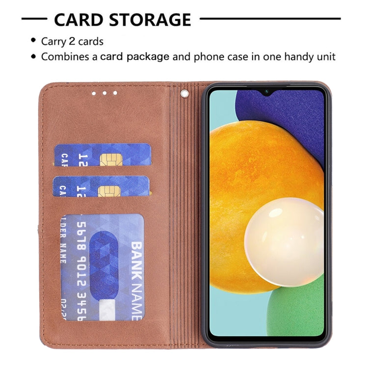 For Samsung Galaxy A13 5G Prismatic Invisible Magnetic Horizontal Flip Phone Leather Case with Holder & Card Slots & Photo Frame