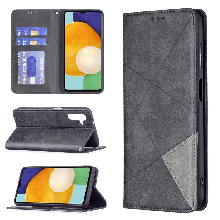 For Samsung Galaxy A13 5G Prismatic Invisible Magnetic Horizontal Flip Phone Leather Case with Holder & Card Slots & Photo Frame