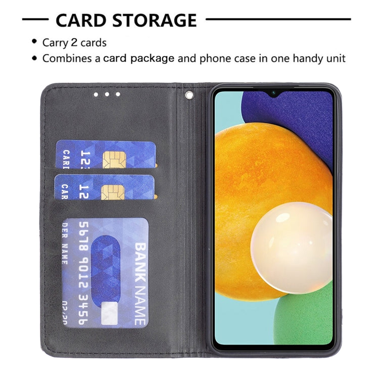 For Samsung Galaxy A13 5G Prismatic Invisible Magnetic Horizontal Flip Phone Leather Case with Holder & Card Slots & Photo Frame