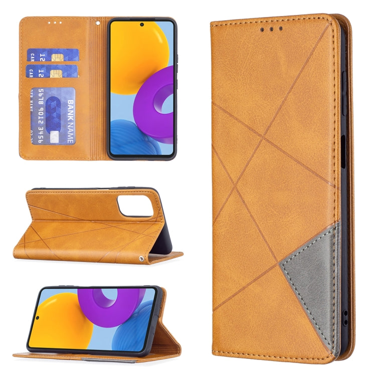 For Samsung Galaxy M52 5G Prismatic Invisible Magnetic Horizontal Flip Phone Leather Case with Holder & Card Slots & Photo Frame