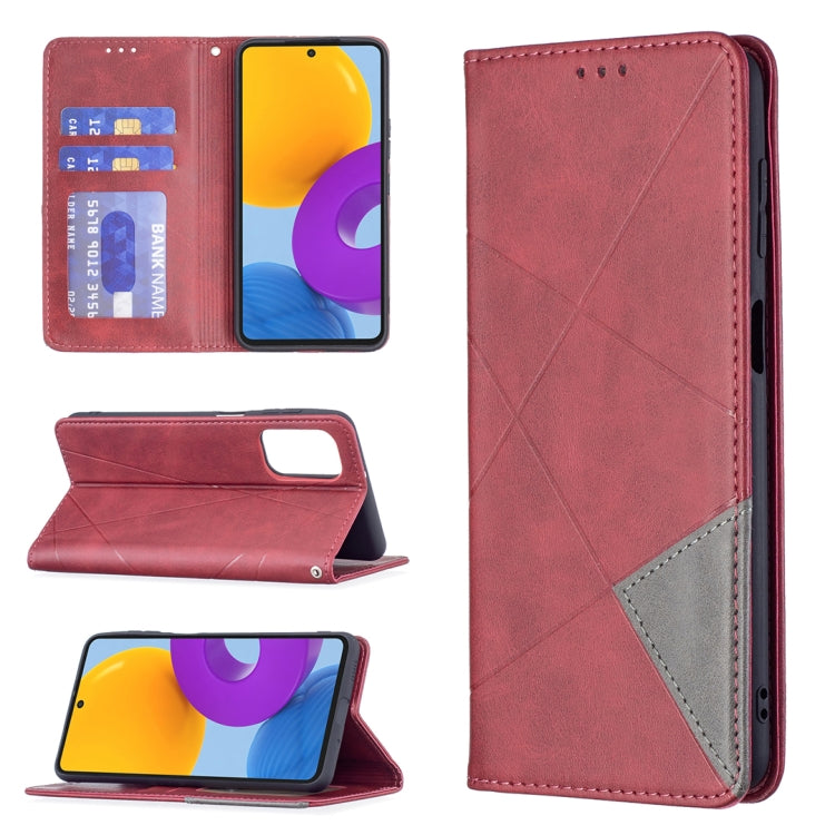 For Samsung Galaxy M52 5G Prismatic Invisible Magnetic Horizontal Flip Phone Leather Case with Holder & Card Slots & Photo Frame