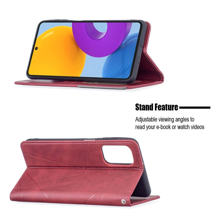 For Samsung Galaxy M52 5G Prismatic Invisible Magnetic Horizontal Flip Phone Leather Case with Holder & Card Slots & Photo Frame