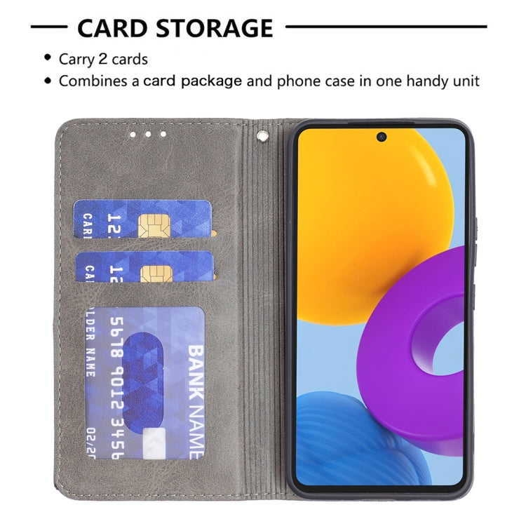 For Samsung Galaxy M52 5G Prismatic Invisible Magnetic Horizontal Flip Phone Leather Case with Holder & Card Slots & Photo Frame