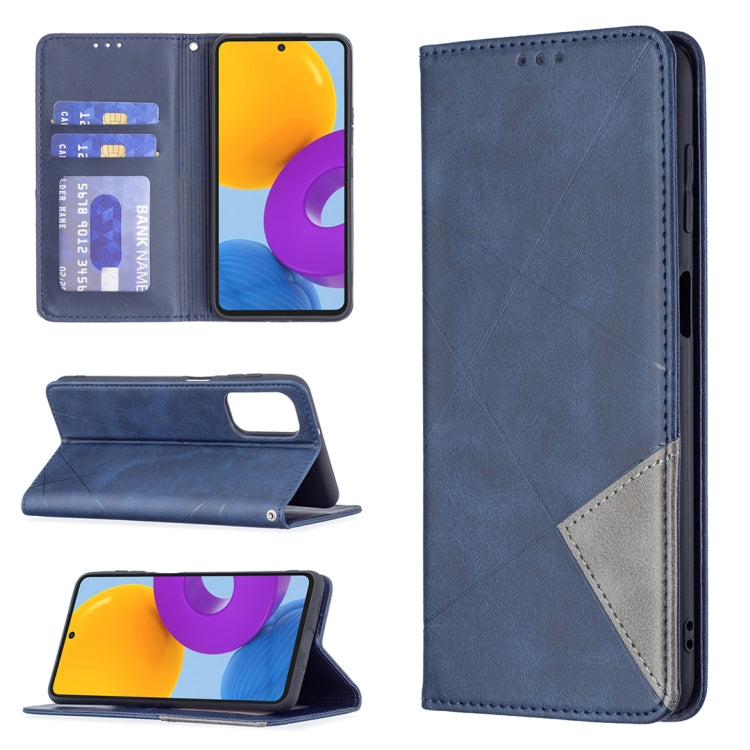 For Samsung Galaxy M52 5G Prismatic Invisible Magnetic Horizontal Flip Phone Leather Case with Holder & Card Slots & Photo Frame