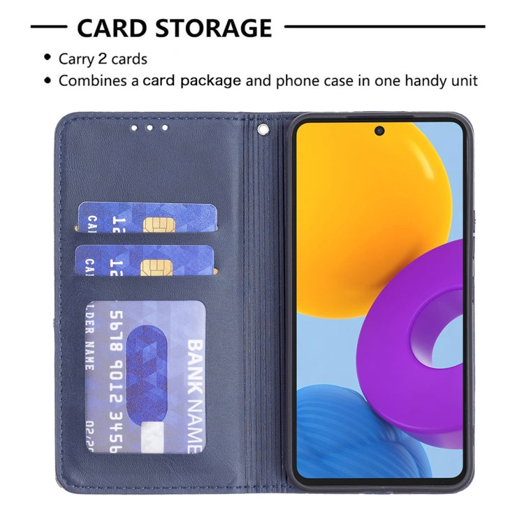 For Samsung Galaxy M52 5G Prismatic Invisible Magnetic Horizontal Flip Phone Leather Case with Holder & Card Slots & Photo Frame