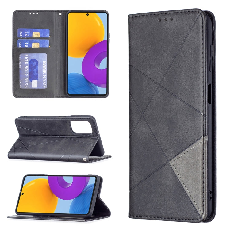 For Samsung Galaxy M52 5G Prismatic Invisible Magnetic Horizontal Flip Phone Leather Case with Holder & Card Slots & Photo Frame