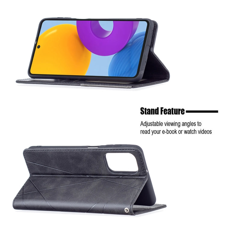 For Samsung Galaxy M52 5G Prismatic Invisible Magnetic Horizontal Flip Phone Leather Case with Holder & Card Slots & Photo Frame