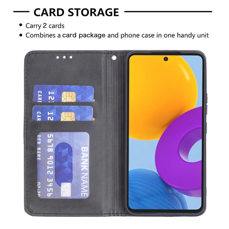 For Samsung Galaxy M52 5G Prismatic Invisible Magnetic Horizontal Flip Phone Leather Case with Holder & Card Slots & Photo Frame