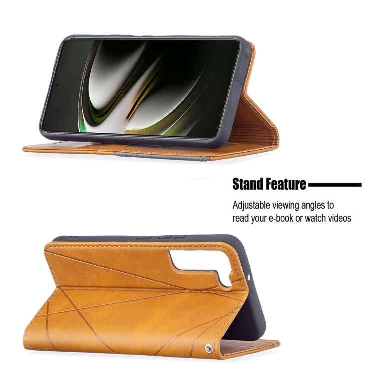 For Samsung Galaxy S22 5G Prismatic Invisible Magnetic Horizontal Flip Phone Leather Case with Holder & Card Slots & Photo Frame